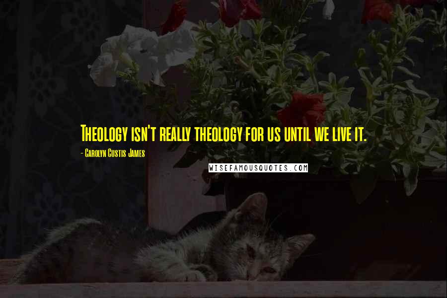 Carolyn Custis James Quotes: Theology isn't really theology for us until we live it.