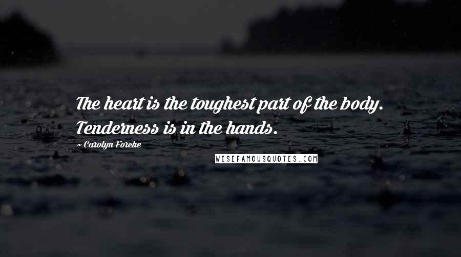 Carolyn Forche Quotes: The heart is the toughest part of the body. Tenderness is in the hands.