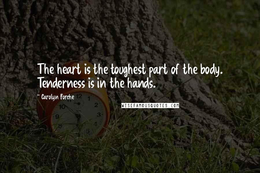 Carolyn Forche Quotes: The heart is the toughest part of the body. Tenderness is in the hands.