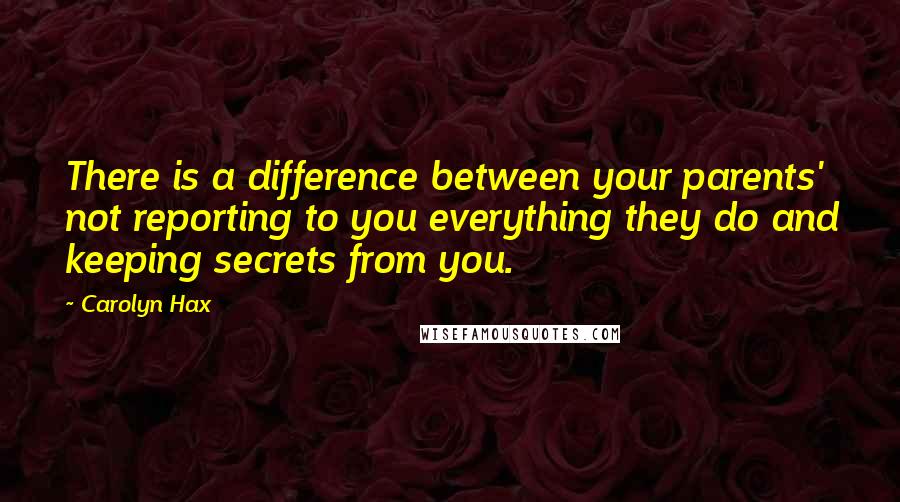 Carolyn Hax Quotes: There is a difference between your parents' not reporting to you everything they do and keeping secrets from you.