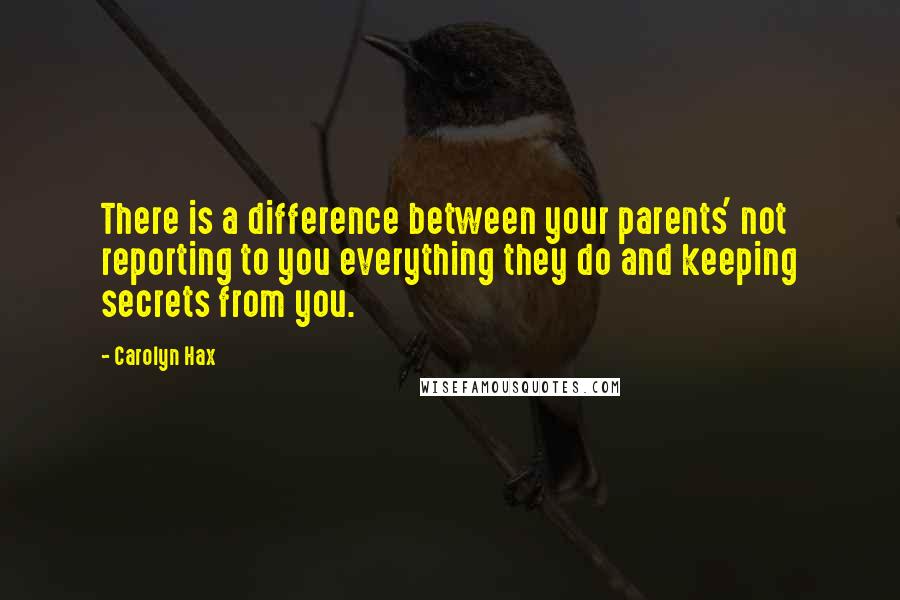 Carolyn Hax Quotes: There is a difference between your parents' not reporting to you everything they do and keeping secrets from you.