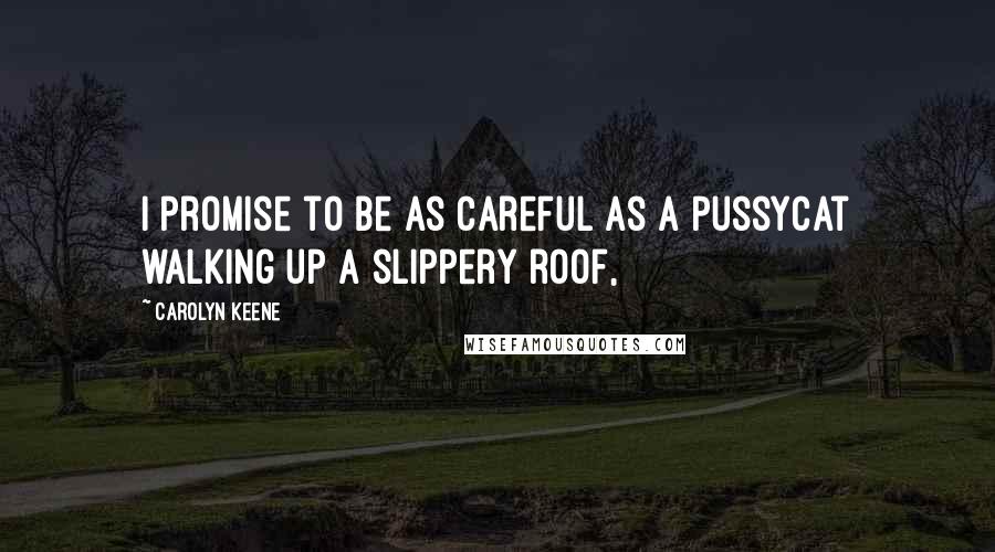 Carolyn Keene Quotes: I promise to be as careful as a pussycat walking up a slippery roof,