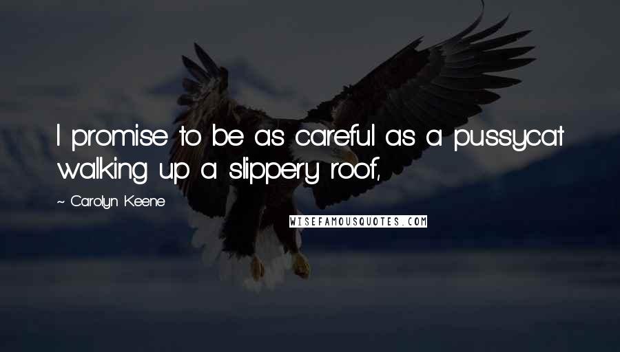 Carolyn Keene Quotes: I promise to be as careful as a pussycat walking up a slippery roof,