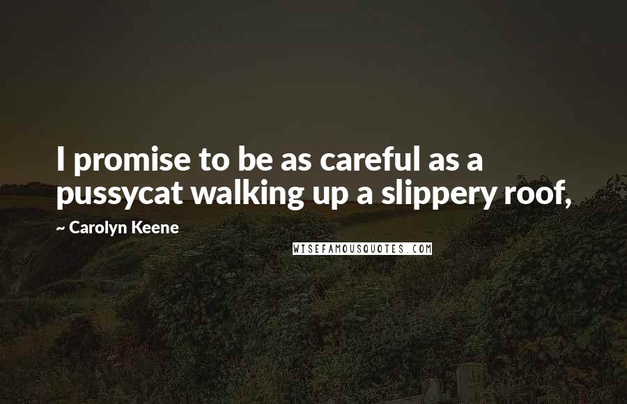 Carolyn Keene Quotes: I promise to be as careful as a pussycat walking up a slippery roof,