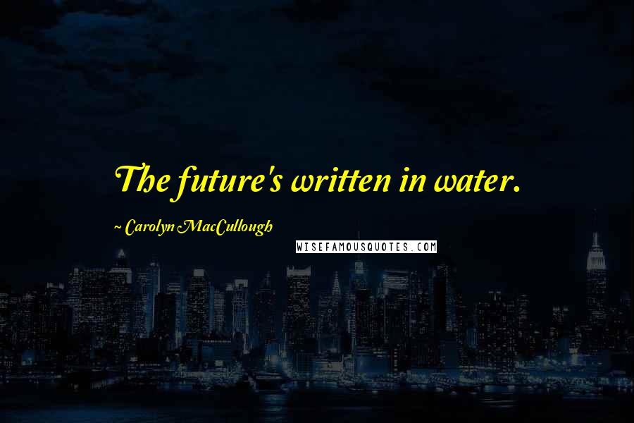 Carolyn MacCullough Quotes: The future's written in water.