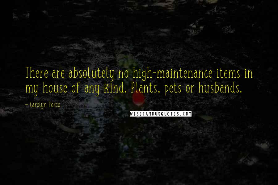 Carolyn Porco Quotes: There are absolutely no high-maintenance items in my house of any kind. Plants, pets or husbands.