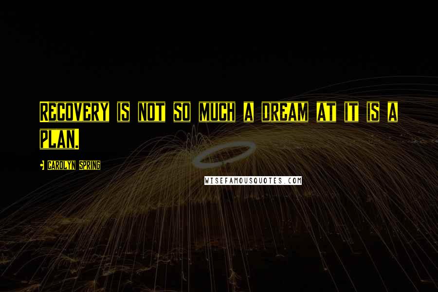 Carolyn Spring Quotes: Recovery is not so much a dream at it is a plan.