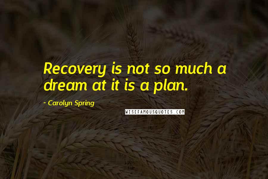 Carolyn Spring Quotes: Recovery is not so much a dream at it is a plan.