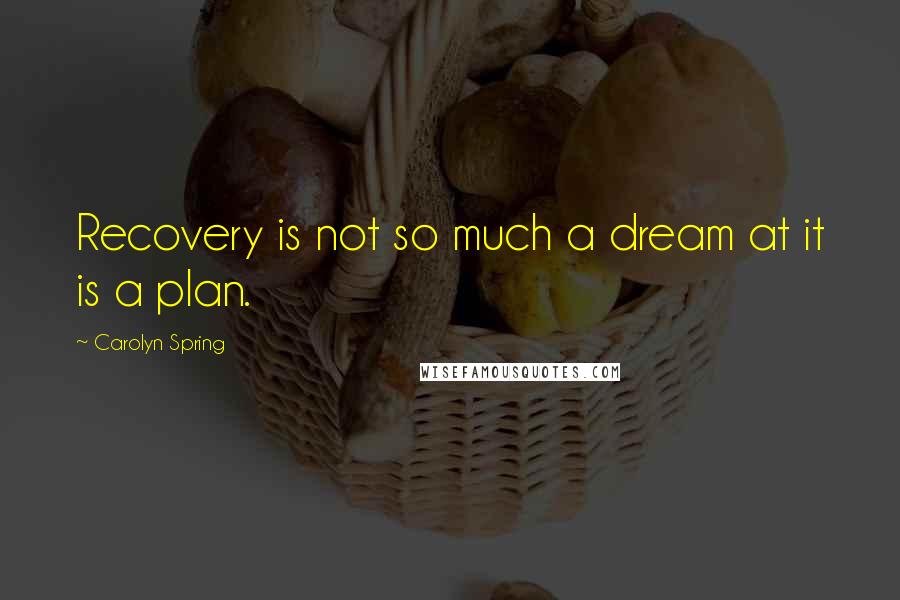 Carolyn Spring Quotes: Recovery is not so much a dream at it is a plan.