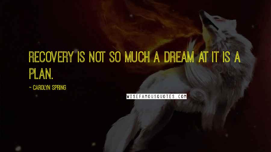 Carolyn Spring Quotes: Recovery is not so much a dream at it is a plan.