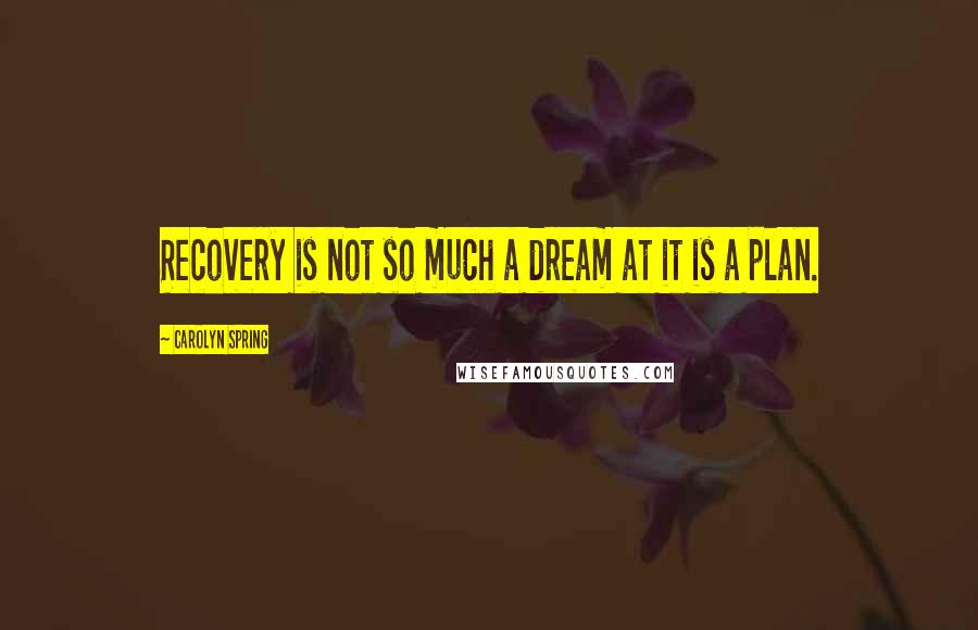 Carolyn Spring Quotes: Recovery is not so much a dream at it is a plan.