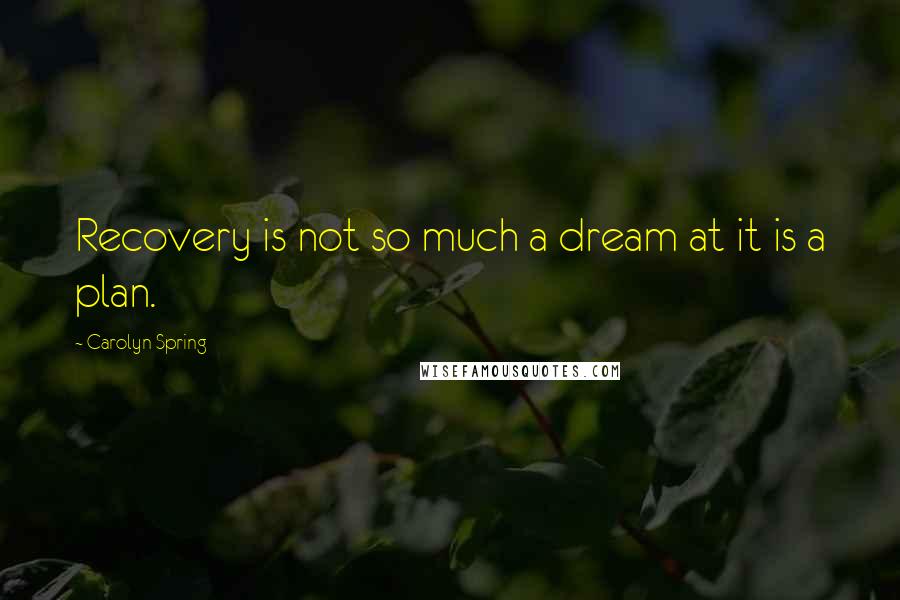 Carolyn Spring Quotes: Recovery is not so much a dream at it is a plan.