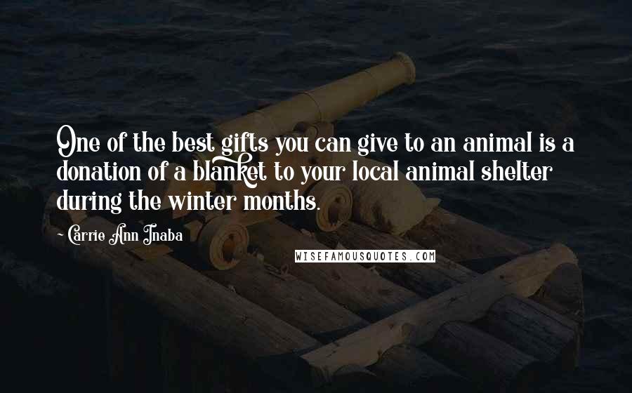 Carrie Ann Inaba Quotes: One of the best gifts you can give to an animal is a donation of a blanket to your local animal shelter during the winter months.