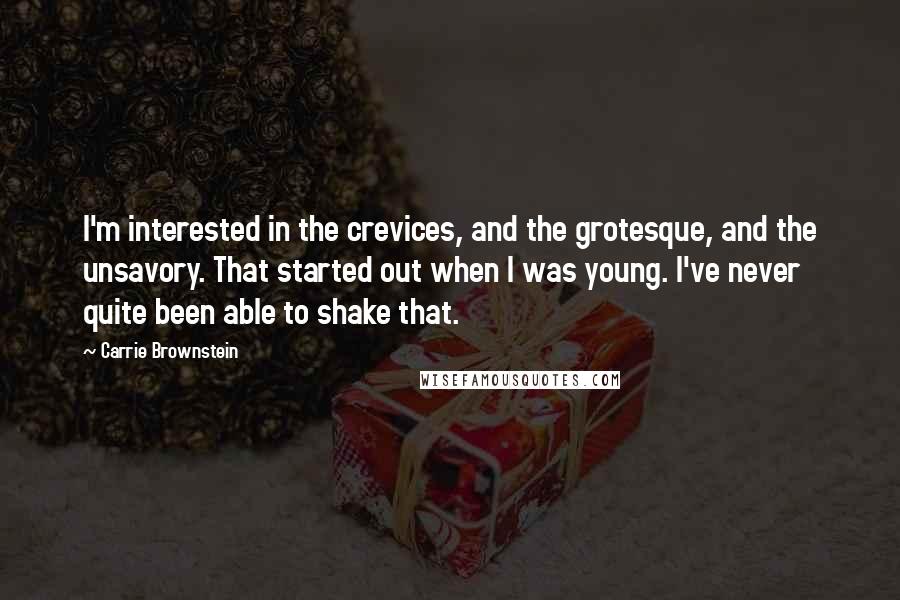 Carrie Brownstein Quotes: I'm interested in the crevices, and the grotesque, and the unsavory. That started out when I was young. I've never quite been able to shake that.