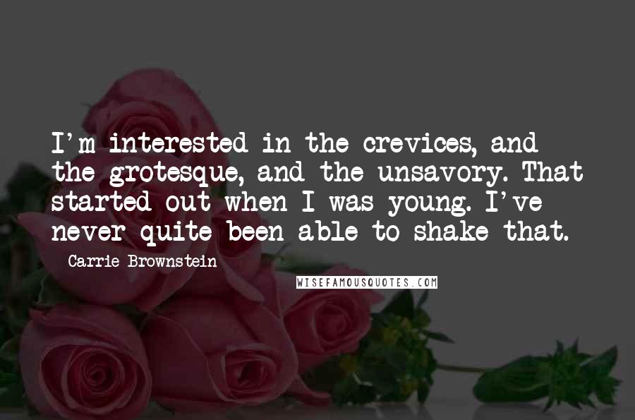 Carrie Brownstein Quotes: I'm interested in the crevices, and the grotesque, and the unsavory. That started out when I was young. I've never quite been able to shake that.