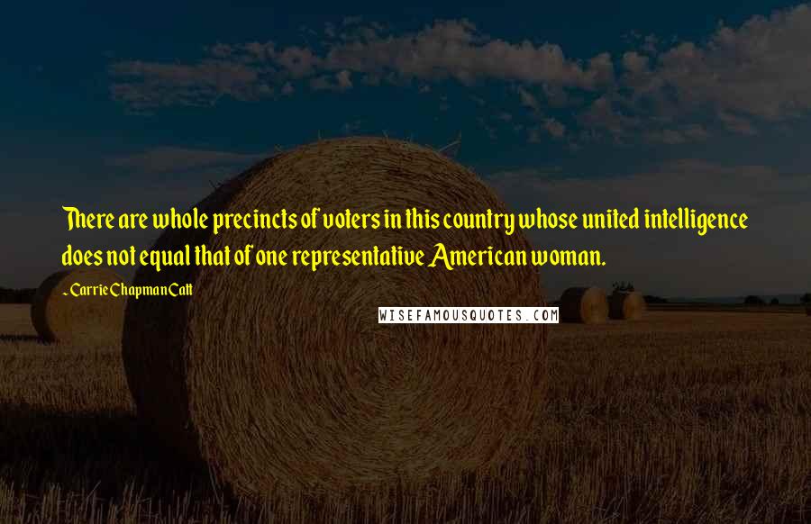 Carrie Chapman Catt Quotes: There are whole precincts of voters in this country whose united intelligence does not equal that of one representative American woman.