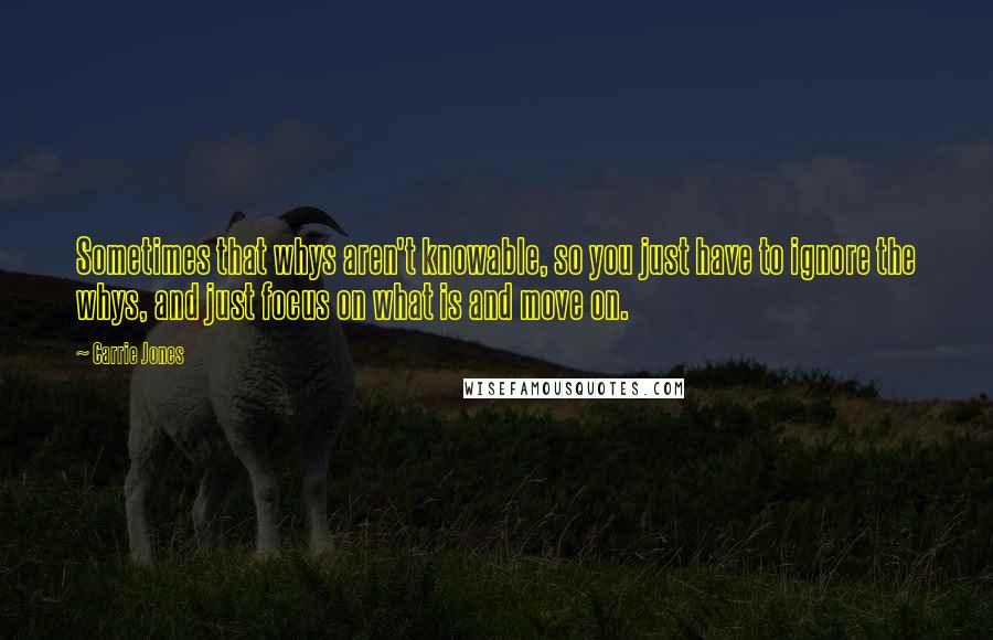 Carrie Jones Quotes: Sometimes that whys aren't knowable, so you just have to ignore the whys, and just focus on what is and move on.