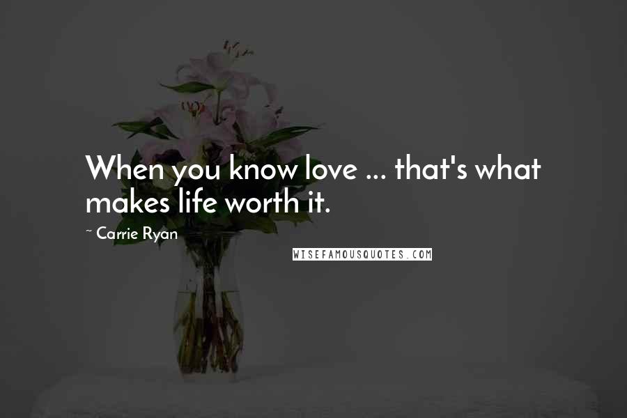 Carrie Ryan Quotes: When you know love ... that's what makes life worth it.