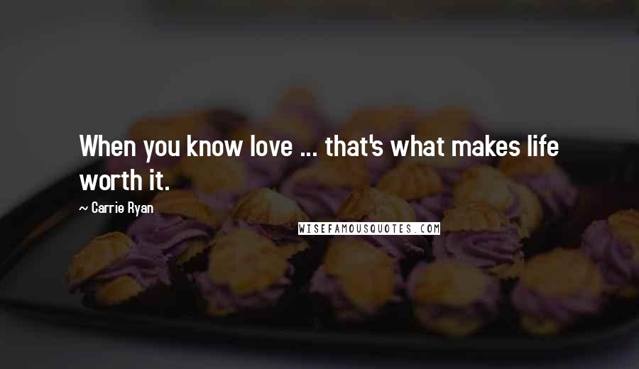 Carrie Ryan Quotes: When you know love ... that's what makes life worth it.