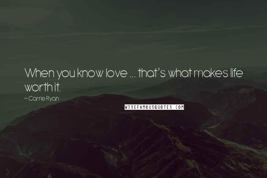 Carrie Ryan Quotes: When you know love ... that's what makes life worth it.