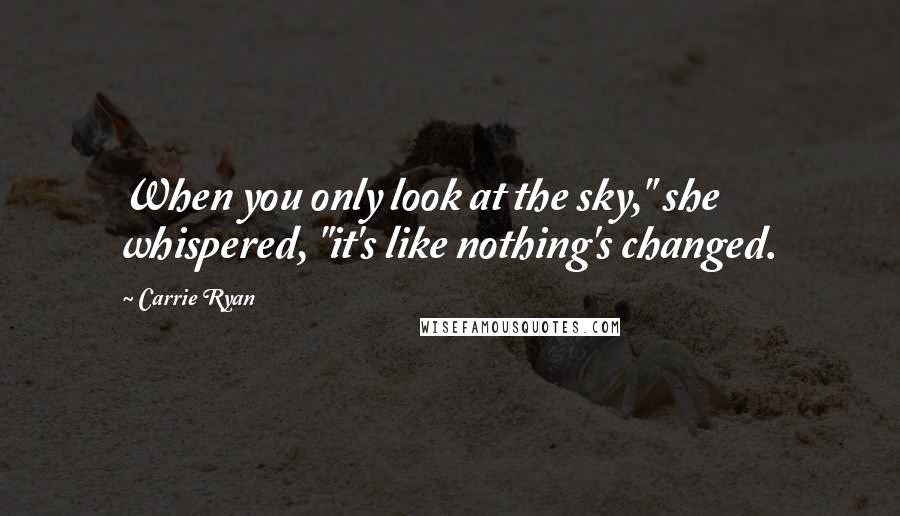 Carrie Ryan Quotes: When you only look at the sky," she whispered, "it's like nothing's changed.