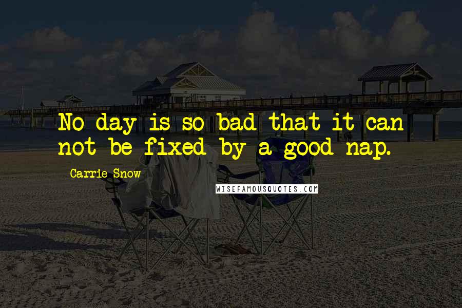 Carrie Snow Quotes: No day is so bad that it can not be fixed by a good nap.