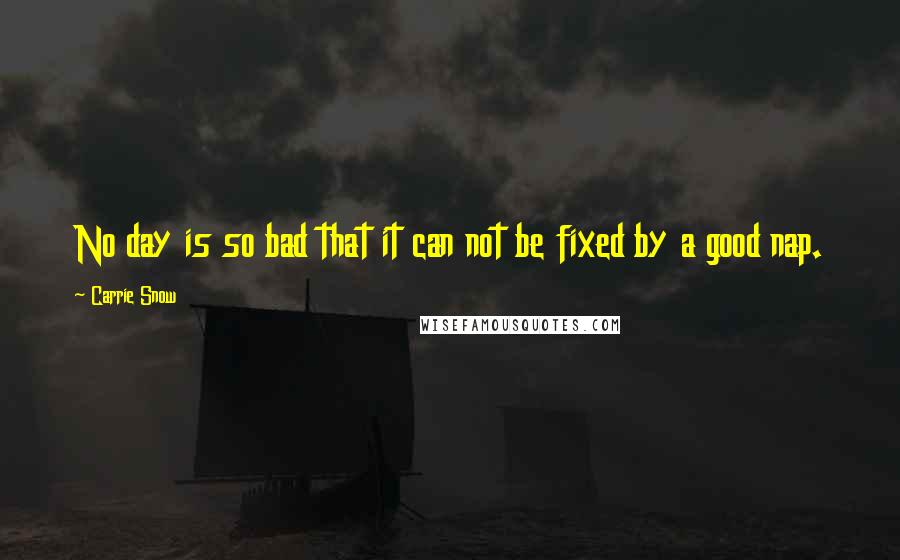 Carrie Snow Quotes: No day is so bad that it can not be fixed by a good nap.