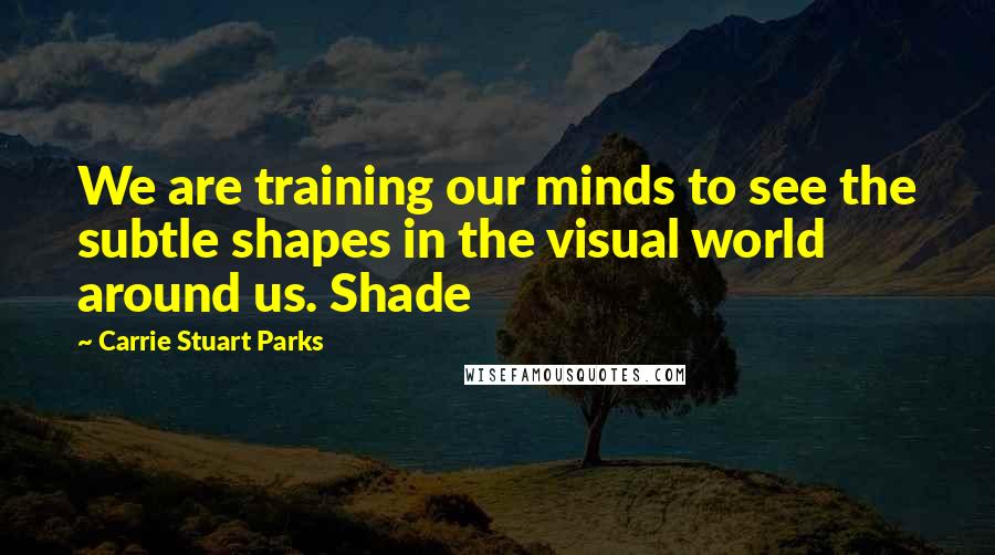 Carrie Stuart Parks Quotes: We are training our minds to see the subtle shapes in the visual world around us. Shade