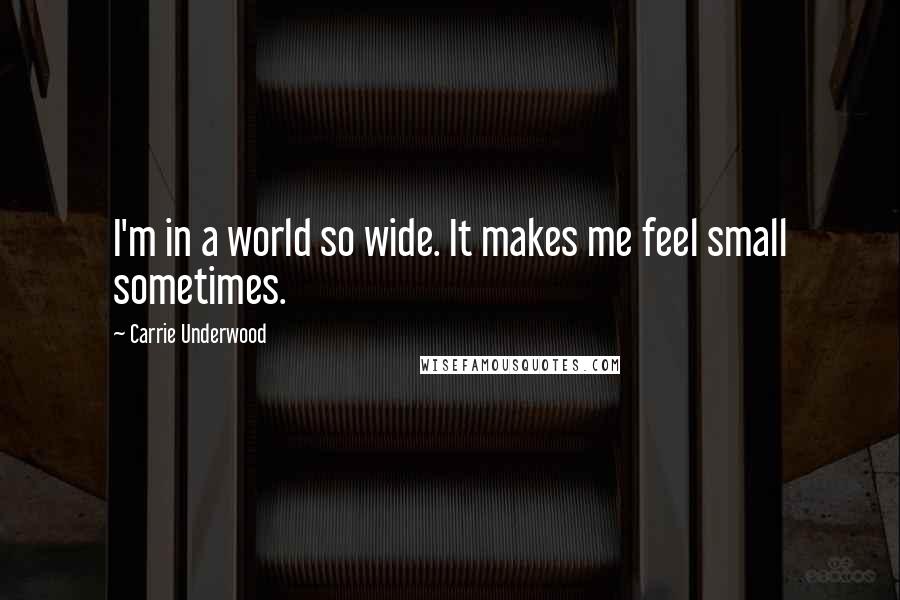 Carrie Underwood Quotes: I'm in a world so wide. It makes me feel small sometimes.