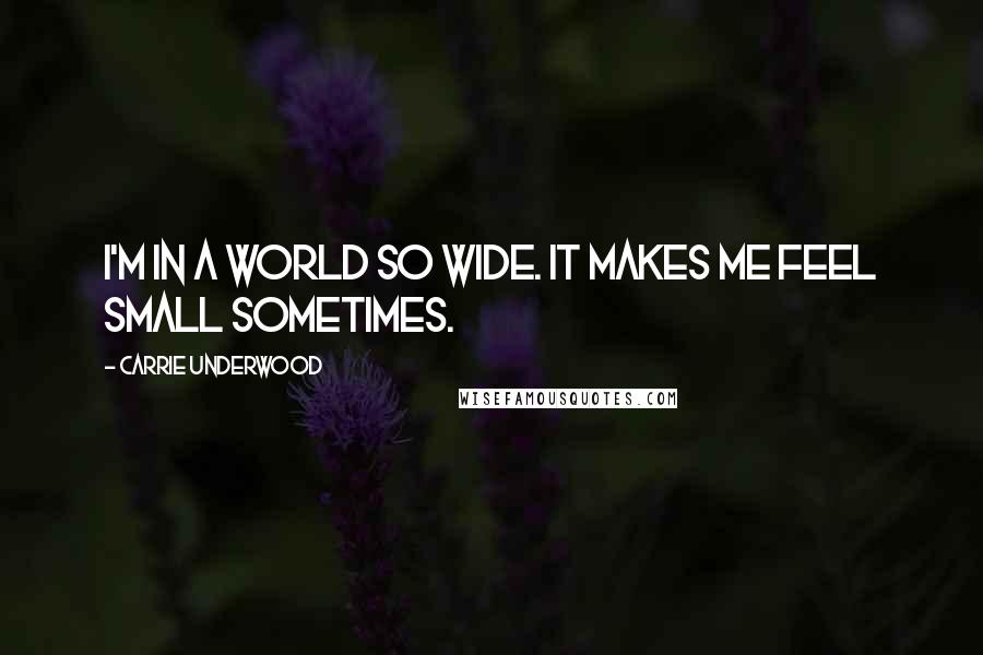 Carrie Underwood Quotes: I'm in a world so wide. It makes me feel small sometimes.
