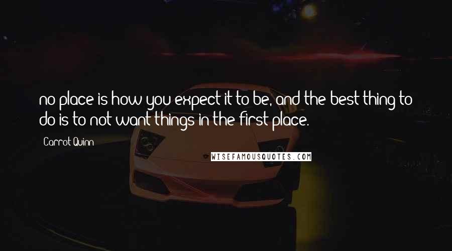 Carrot Quinn Quotes: no place is how you expect it to be, and the best thing to do is to not want things in the first place.