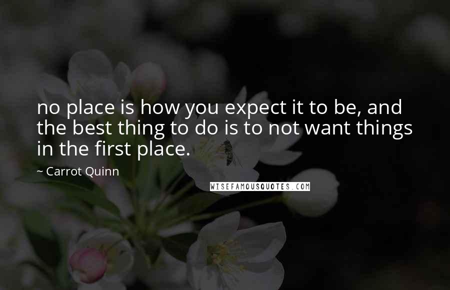 Carrot Quinn Quotes: no place is how you expect it to be, and the best thing to do is to not want things in the first place.