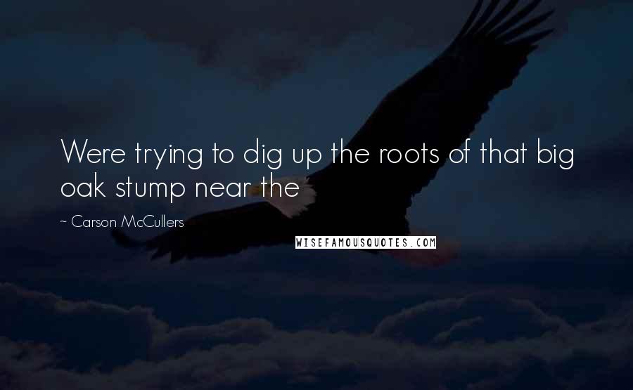 Carson McCullers Quotes: Were trying to dig up the roots of that big oak stump near the