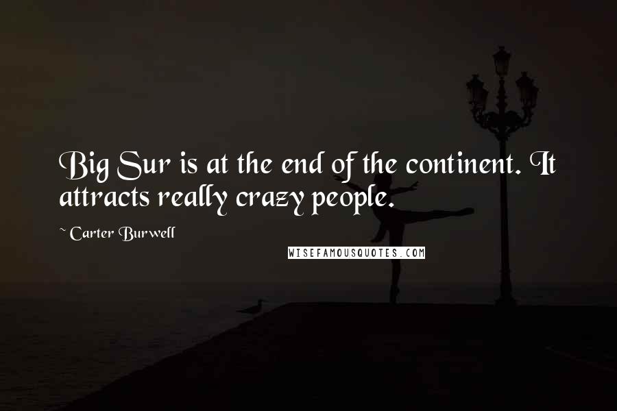 Carter Burwell Quotes: Big Sur is at the end of the continent. It attracts really crazy people.