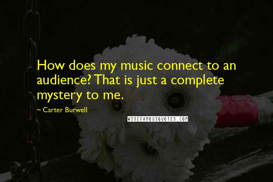 Carter Burwell Quotes: How does my music connect to an audience? That is just a complete mystery to me.