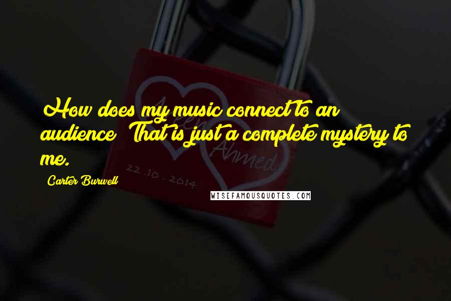 Carter Burwell Quotes: How does my music connect to an audience? That is just a complete mystery to me.