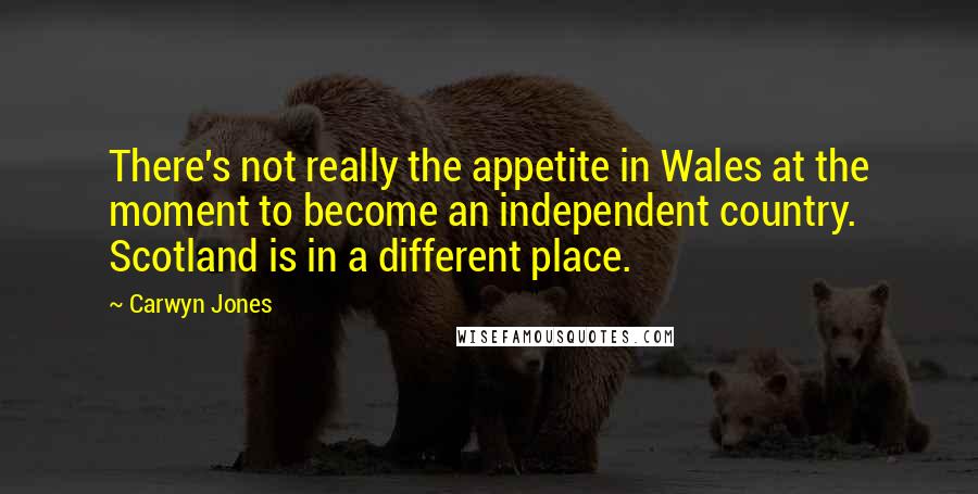 Carwyn Jones Quotes: There's not really the appetite in Wales at the moment to become an independent country. Scotland is in a different place.