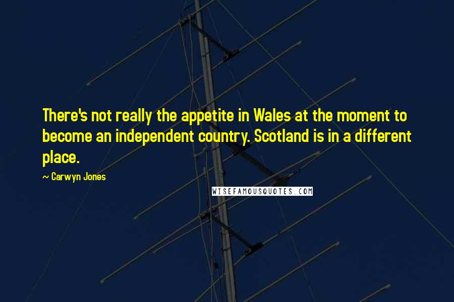 Carwyn Jones Quotes: There's not really the appetite in Wales at the moment to become an independent country. Scotland is in a different place.