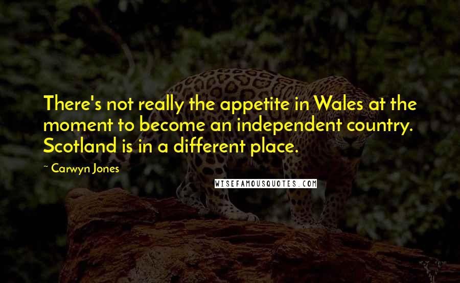 Carwyn Jones Quotes: There's not really the appetite in Wales at the moment to become an independent country. Scotland is in a different place.