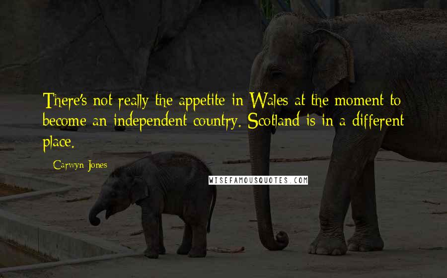 Carwyn Jones Quotes: There's not really the appetite in Wales at the moment to become an independent country. Scotland is in a different place.