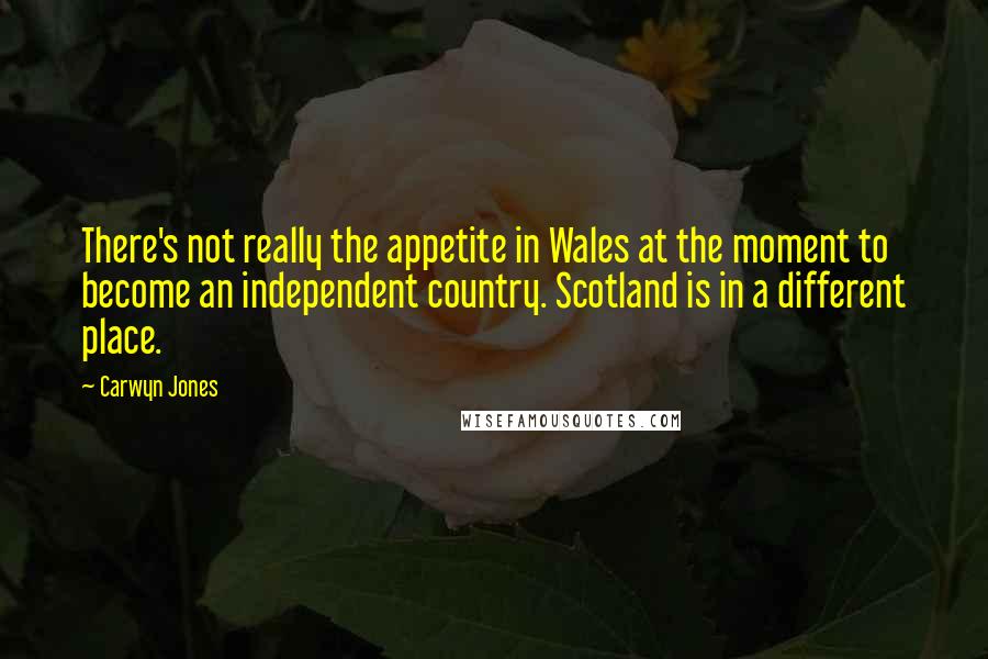 Carwyn Jones Quotes: There's not really the appetite in Wales at the moment to become an independent country. Scotland is in a different place.