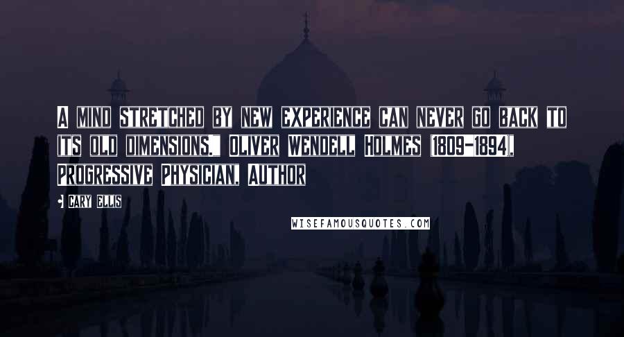 Cary Ellis Quotes: A mind stretched by new experience can never go back to its old dimensions." Oliver Wendell Holmes (1809-1894), Progressive Physician, Author