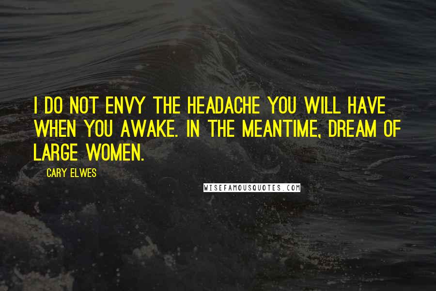 Cary Elwes Quotes: I do not envy the headache you will have when you awake. In the meantime, dream of large women.