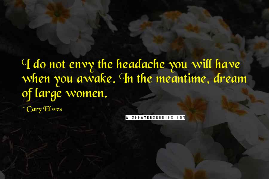 Cary Elwes Quotes: I do not envy the headache you will have when you awake. In the meantime, dream of large women.