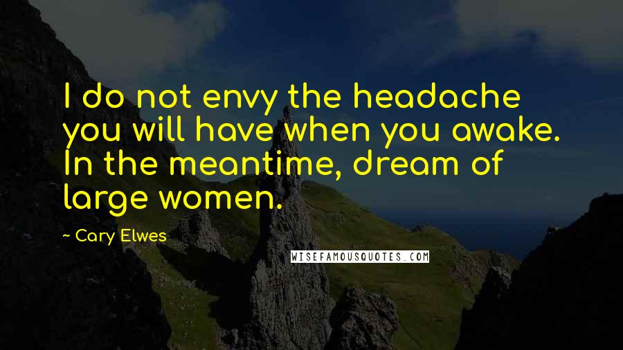 Cary Elwes Quotes: I do not envy the headache you will have when you awake. In the meantime, dream of large women.