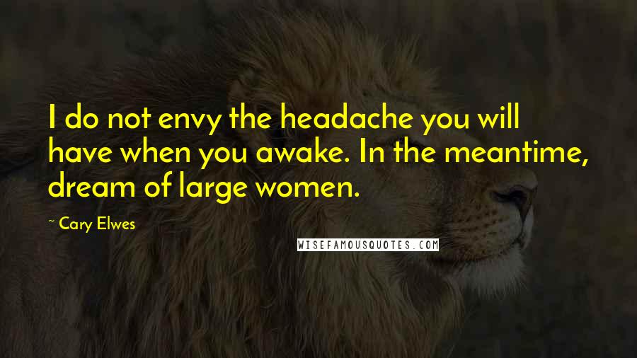 Cary Elwes Quotes: I do not envy the headache you will have when you awake. In the meantime, dream of large women.