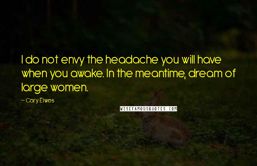 Cary Elwes Quotes: I do not envy the headache you will have when you awake. In the meantime, dream of large women.