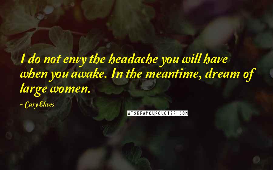 Cary Elwes Quotes: I do not envy the headache you will have when you awake. In the meantime, dream of large women.