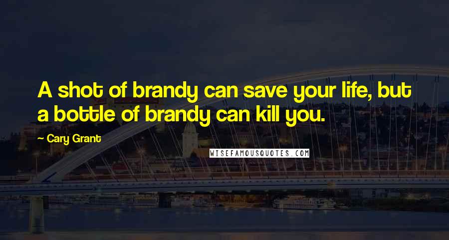 Cary Grant Quotes: A shot of brandy can save your life, but a bottle of brandy can kill you.