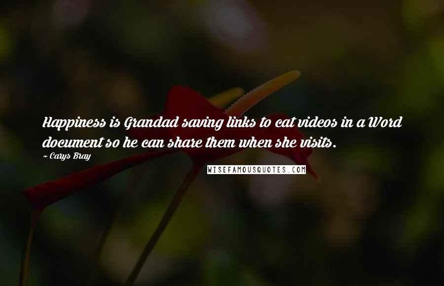 Carys Bray Quotes: Happiness is Grandad saving links to cat videos in a Word document so he can share them when she visits.